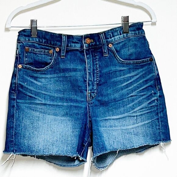 Madewell High Rise Distressed Raw Hem Denim Jean Shorts Sz 27 - Picture 2 of 8